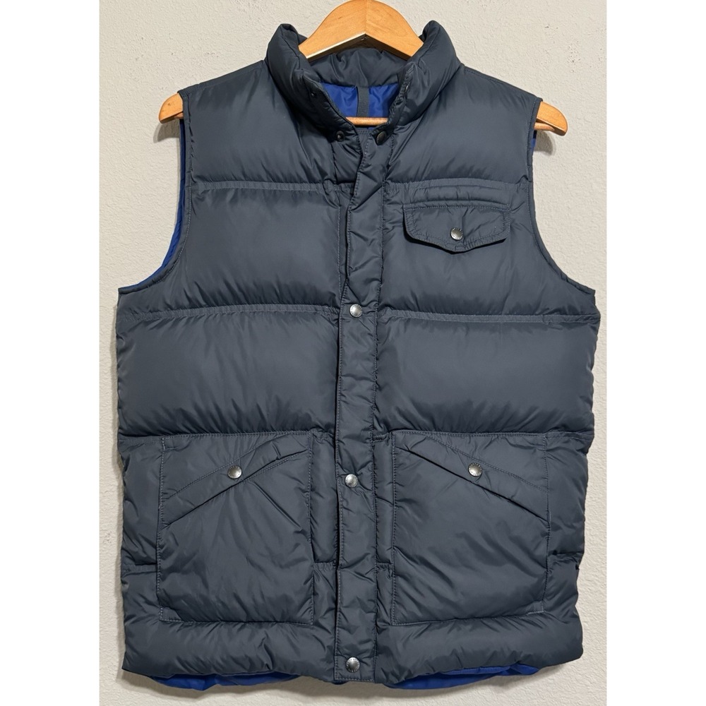 Lands End Quilted Down Puffer Vest Snap‎ Closure Gray, Boys Size XL 18/20